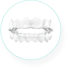 Invisalign aligner front, top and bottom view